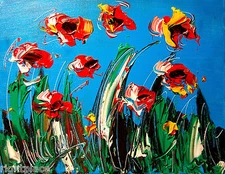 POPPIES MODERN ABSTRACT CONTEMPORARY ART KNIFE TEXTURE BY KAZAV  rS4gDVB