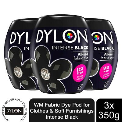 Dylon Waschmaschine Stoff Färbe Pod, Intensives Schwarz, 3 Packungen à 350 g