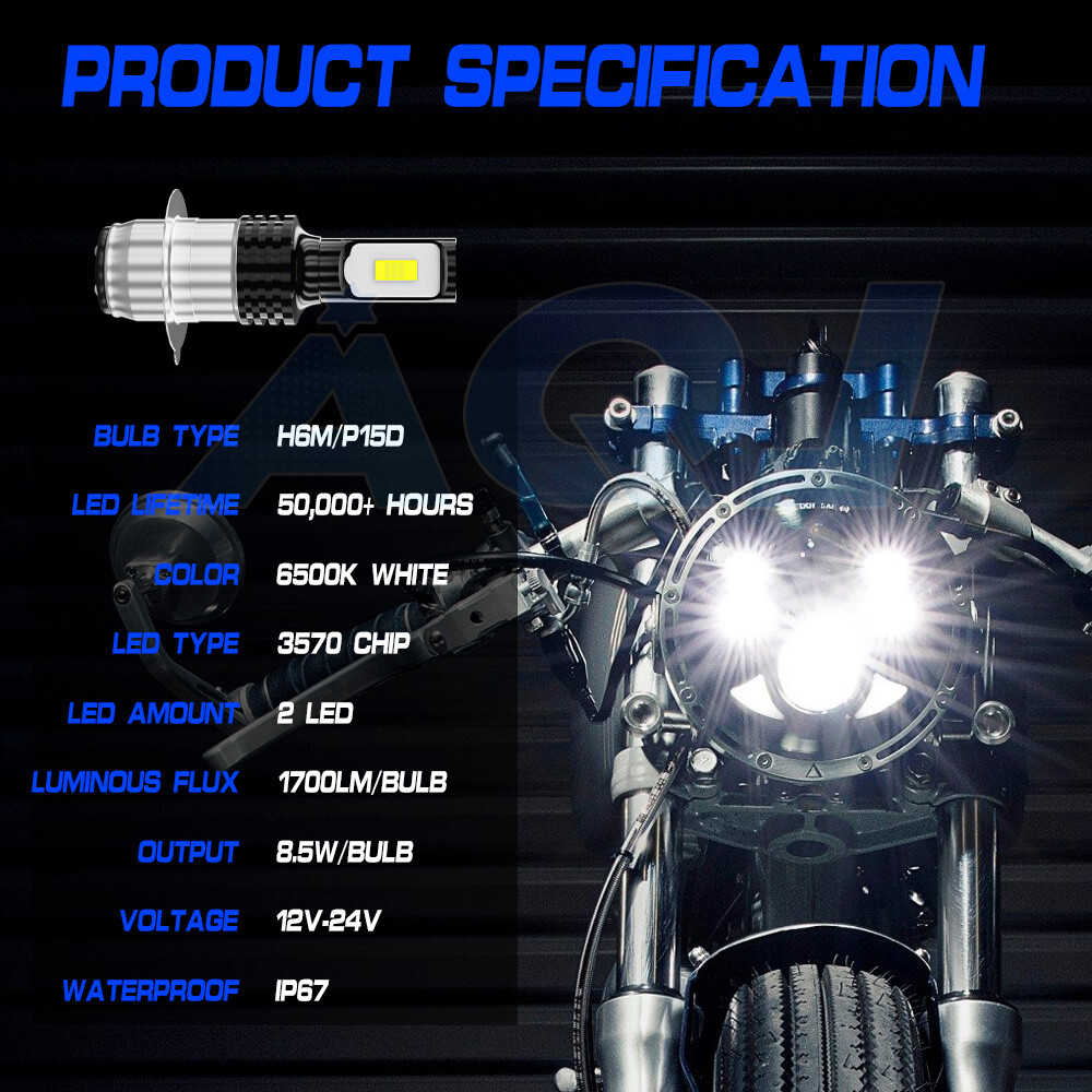 White LED Headlight Bulbs (Pair) H6M – Fits Yamaha Timberwolf 250 1998-2000 & Many ATVs/UTVs
