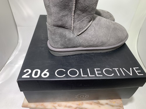 206 Collective Women's 8 M Balcom Short Back Zip Shearling Ankle Boot Gray - 第 4/10 張圖片