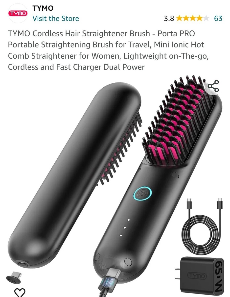 TYMO PORTABLE HAIR STRAIGHTENING BRUSH Amazon.com : TYMO Porta Cordless Hair Straightener Brush  main image 3