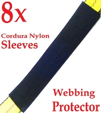 Eight (8x) 12" Sliding Sleeve Webbing Protector for 2" Ratchet Tie Down Strap