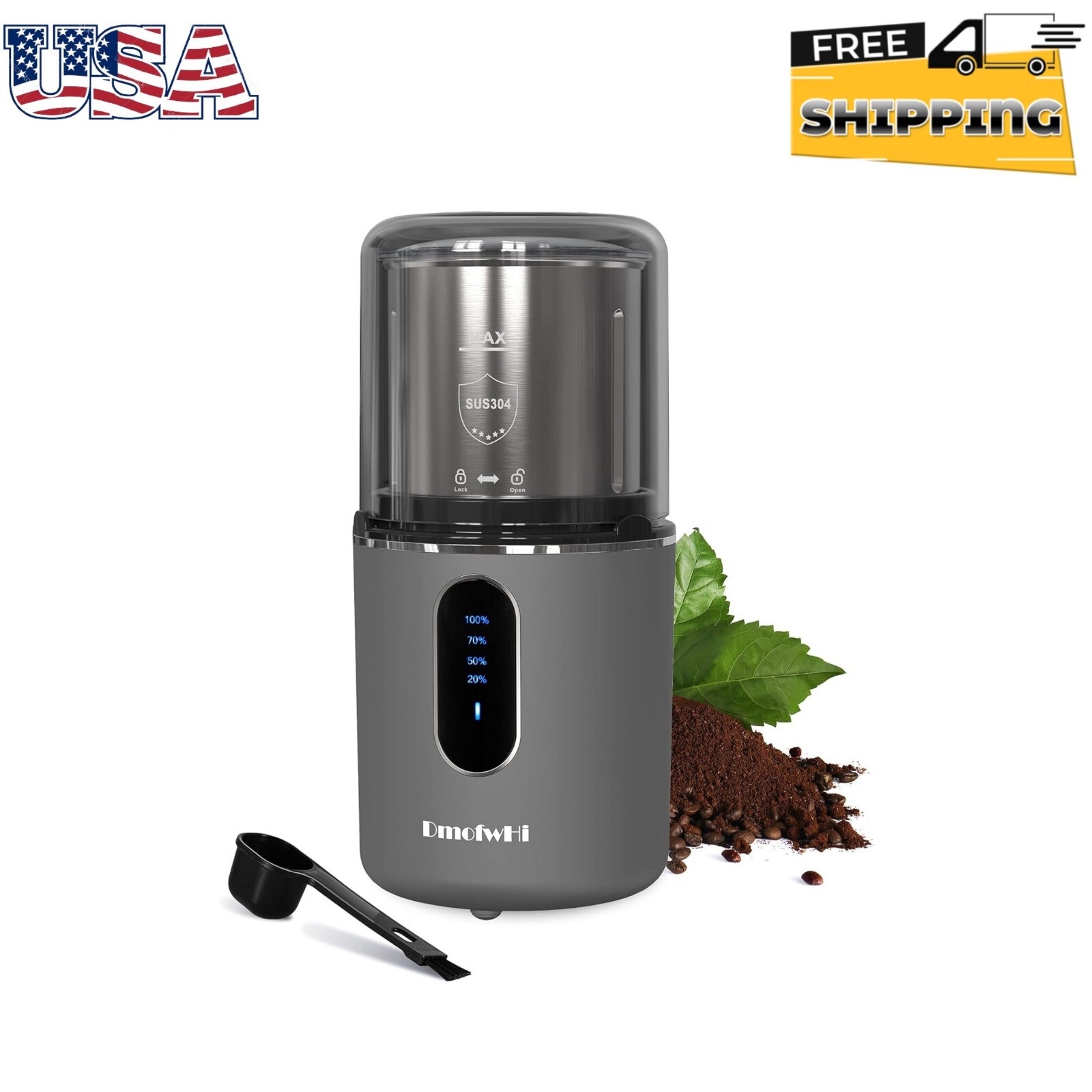 Cordless Coffee Grinder Electric, Dmofwhi USB Rechargeable Coffee Bean