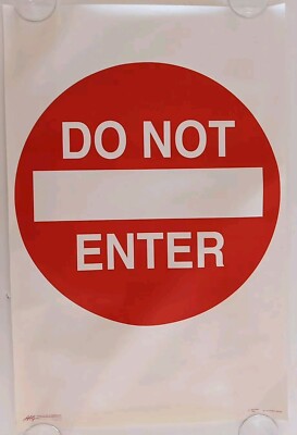 Vintage Large Do Not Enter Sign Poster Red White Traffic Symbol
