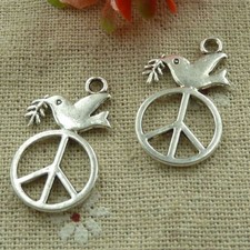 Free Ship 100 pcs tibetan silver peace symbol bird charms 29X17mm L-3043