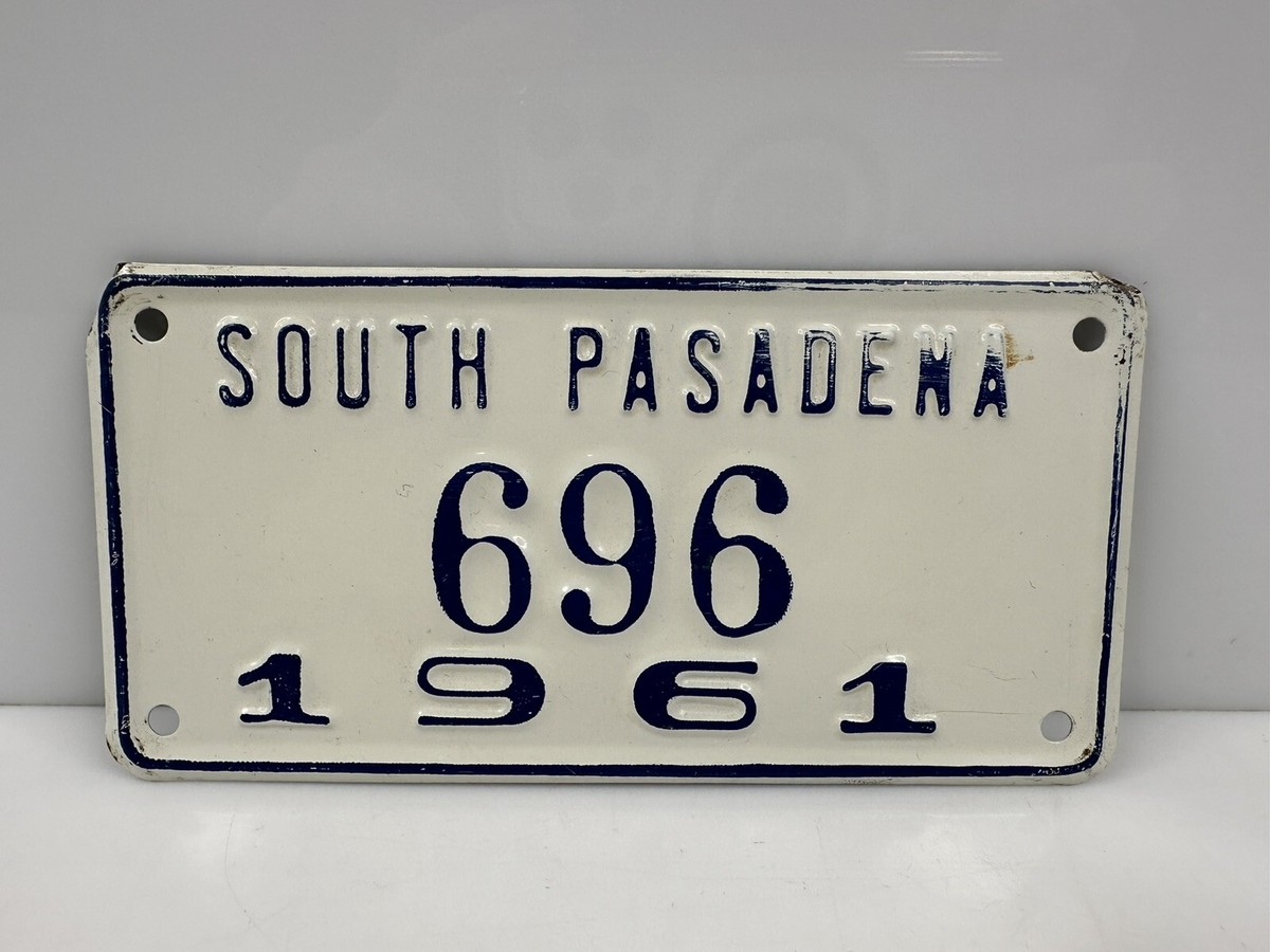 【シール帯】「ハイダウェイ」ステファニー 旧規格 CSR刻印 税表記なし 帯付属 Rare Vintage 1961 South Pasadena CA 696 Bicycle License Plate