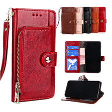 Women Luxury Zipper PU Leather Flip Card Holder Case Wallet Purse Cover