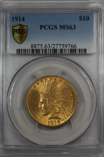 1914  10.00  PCGS MS 63   INDIAN HEAD Ten Dollar Liberty Gold Piece