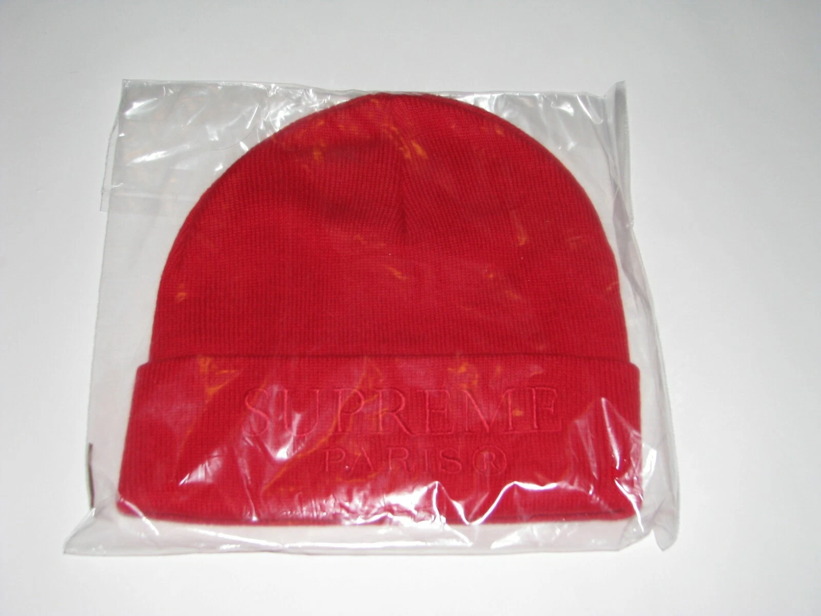Casquette chapeau d'hiver SUPREME New York logo tonal Beanie ROUGE NEUF S/S 2019