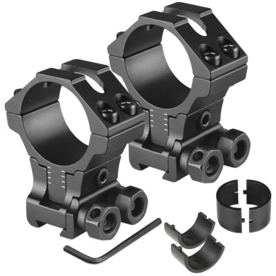 2Pcs 1''/30mm Ring Adjustable Center Height Scope Mount for 11mm Riser Base Mount