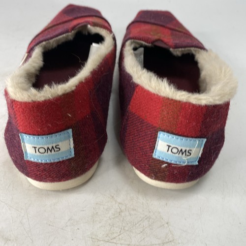Zapatos planos Toms Alpargata de piel sintética de búfalo a cuadros rojos crema talla 8 para mujer - Imagen 6 de 8