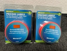 6 ROLLS GENUINE Monarch Pricing Labels 925037 FLUORESCENT RED For 1110 Label Gun