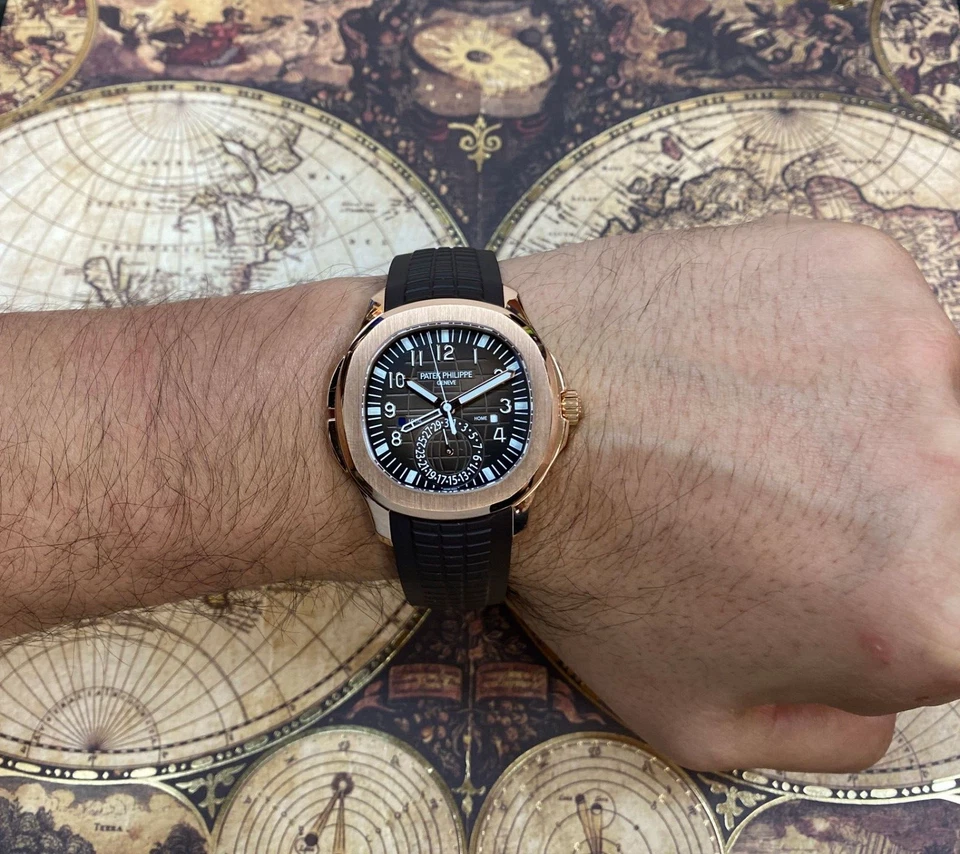 Резиновые часы Patek Philippe 5164 Aquanaut Dual Time 18K розовое золото B/P 5164R - Изображение 4 из 4