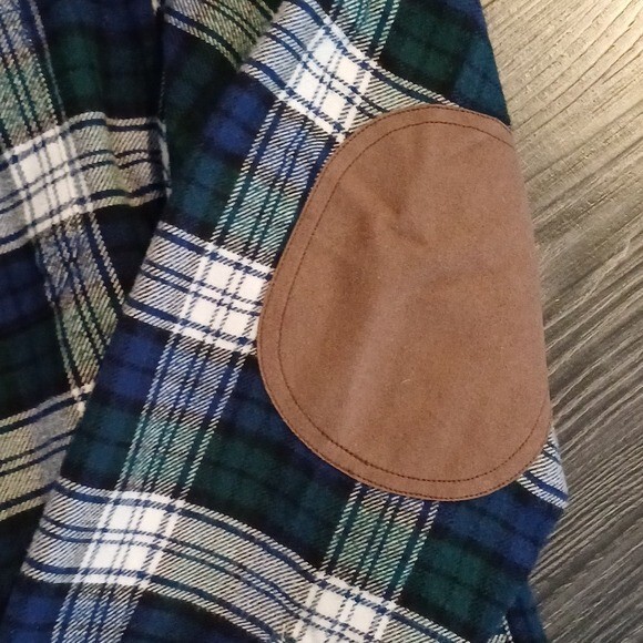 Pendleton Hawthorne flannel patch elbow L blue gr… - image 10
