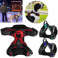 No Pull Dog Harness with LED Light Adjustable Straps Vest Reflective Small Large