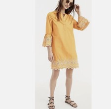 NWT J. Crew eyelet bell sleeve dress XXS bronzed orange