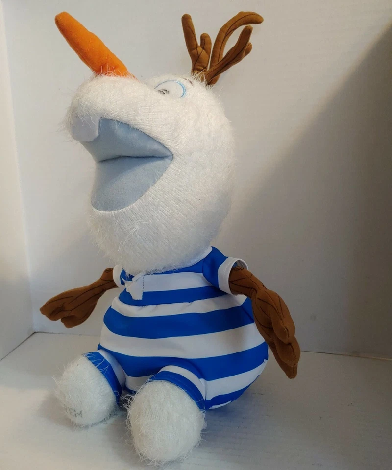 Disney Frozen 15" Olaf Plush Soft Stuffed Animal w/ Blue White Stripe Romper - Image 2 of 4
