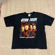 Vintage Star Trek Shirt Mens XL Black 1990s Four Captains