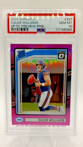 2024 DONRUSS CALEB WILLIAMS RATED ROOKIE OPTIC PREVIEW PINK PRIZM RC GEM PSA 10