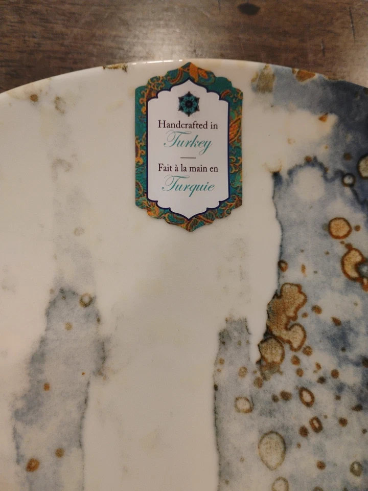 INTESA HOME Set Of 2 Imported 10.5-inch Dinner Plates Blue/Gray Abstract - Image 2 of 4