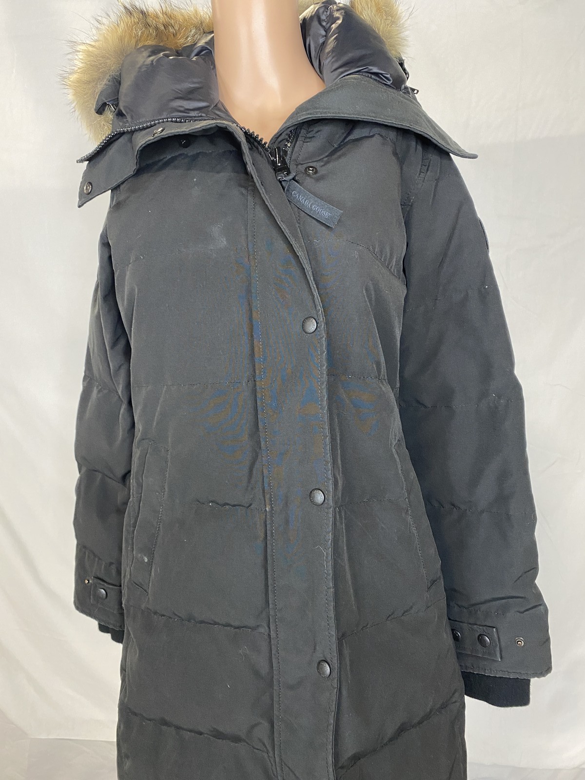 Canada Goose Womens Shelburne Parka Coat With Coyote Fur Size S Black Preowned thumbnail 3