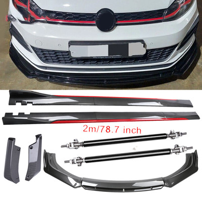 Carbon Fiber Look Red Front Lip Chin Bumper Side Skirt For Volkswagen Scirocco