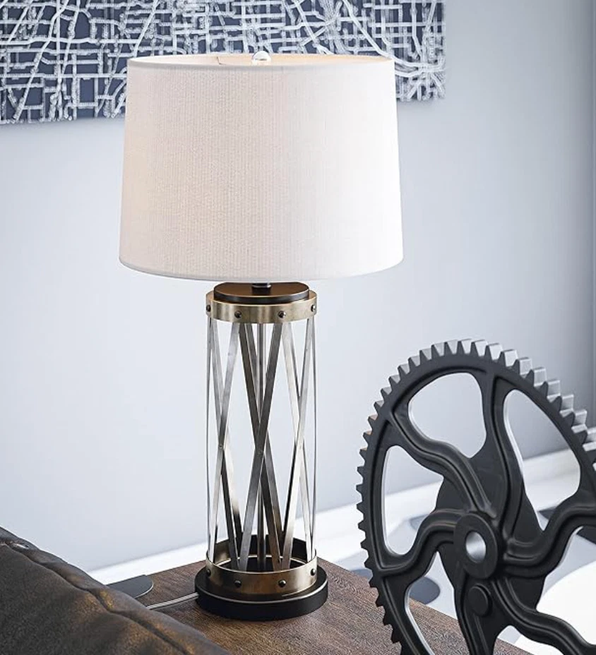 Lámpara de mesa Kenroy Home 35402GAL Huntsville metal galvanizado bronce frotado con aceite Foto 2 de 4