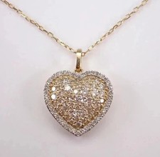 2Ct Round Cut Lab Created Diamond Cluster Heart Pendant 14K Yellow Gold Plated