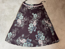 COAST BROWN/BLUE FLORAL A-LINE KNEE LENGTH, LINED SKIRT SIZE 10 VGC