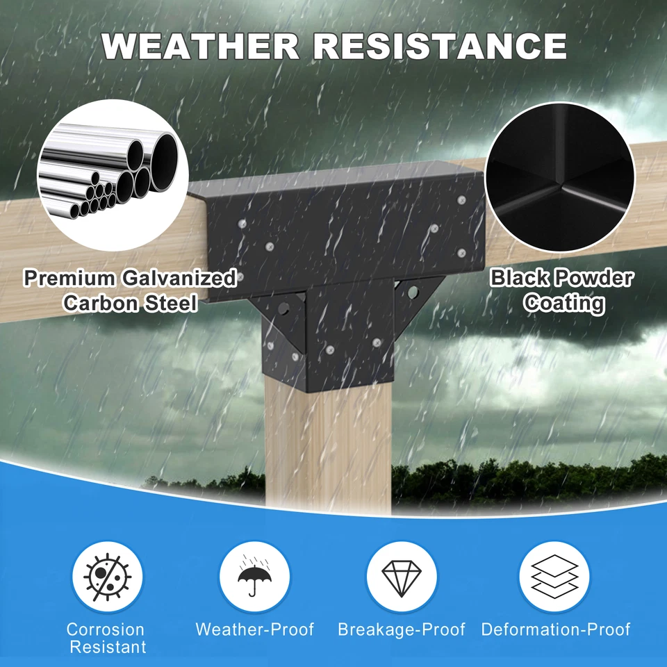 Hágalo usted mismo 4x4 Kit de soportes para pérgola exterior soporte de madera elevado para fácil instalación Foto 3 de 4