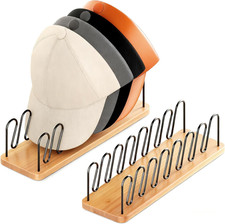 Hat Organizer for Baseball Caps-2 Pack | Wood & Metal Hat Rack Holds 14 for Base