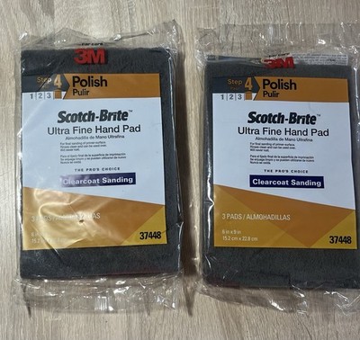 6 Pads 3M 37448 Gray Scotch Brite Grey Ultra Fine Scuff Pad-3 Pads Per Pack X 2