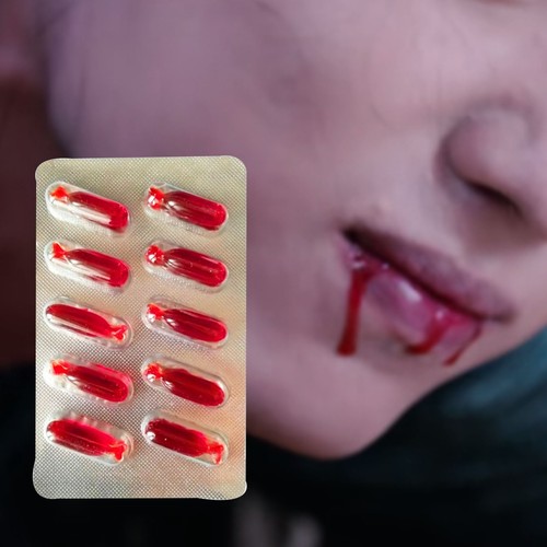 Halloween Cápsula Escupir Sangre Simulación Plasma Sangre Figura Cápsula Sangre - Imagen 5 de 5