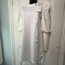 Veiled Collection Mini Dress Womens XS White Puff Statement Sleeve Club *Stained