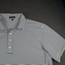 Peter Millar Crown Crafted Mens XXL Navy White Stripe Golf Polo Shirt Short