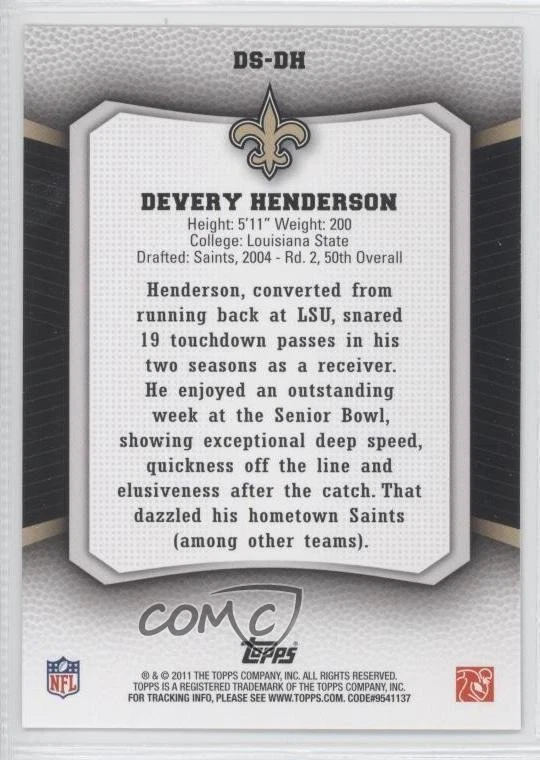 2011 Topps Rising Rookies Draft Selections Devery Henderson #DS-DH - Image 2 of 2