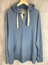 Normal Brand Puremeso Hoodie Men's XL Blue Henley Pullover Bear Sweatshirt