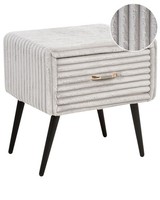 Nachttisch Cord Grau Mit Schublade Metallgestell Schwarz Modern Flayat