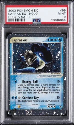 2003 POKEMON EX RUBY & SAPPHIRE #99 LAPRAS EX-HOLO PSA 9