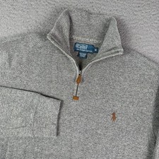 Polo Ralph Lauren 1/4 Zip Pullover Sweater Mens M Gray Estate Rib Preppy