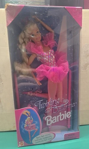 VTG Mattel Twirling Ballerina Barbie Doll Toy with Crown & Slippers 1995 NRFB