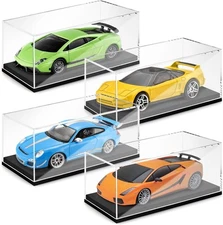 4 Pack 1/64 Display Case Clear Acrylic Model Car Display Case Toy Cars Plastic S