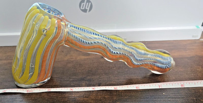 8'' Premium Thick  Glass Hammer Water Pipe Bubbler Stripes Swirls Brand New