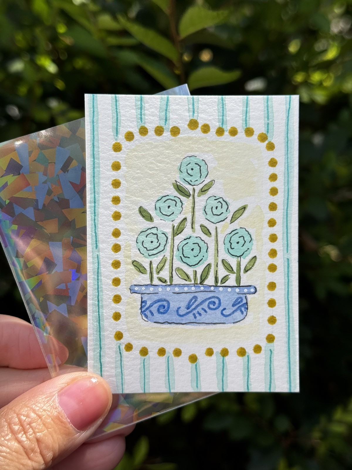 ACEO Original Pyrex Home And Kitchen Inspired Art Faithpaints Floral Watercolors