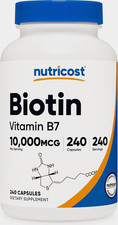 Nutricost Biotin 10,000mcg 10mg Vitamin B7 Supplement 240 Capsules Non-GMO