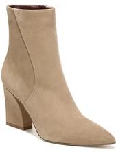 FRANCO SARTO Womens Beige Vesi Pointed Toe Block Heel Leather Booties 8.5 M