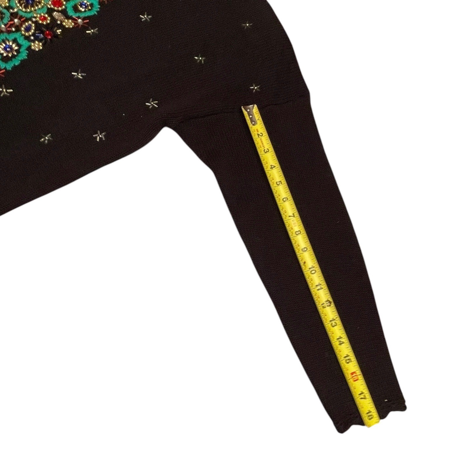 Work in Progress Ugly Christmas Sweater Womens Embellished Tree Beads Medium Vtg