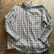 Foundry Comfort Stretch Shirt 3XLT Blue Gingham Check Long Sleeve Button Down