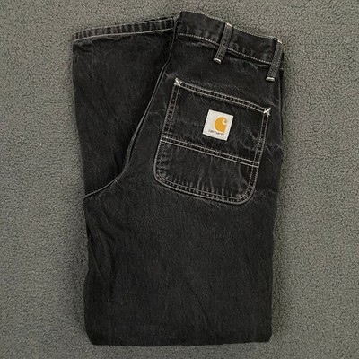 Carhartt WIP Simple Pant FITS 28x30 Black Jeans Stitch Workwear Straight Leg