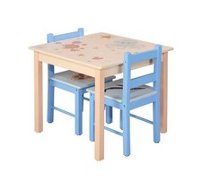 Livarno Set Tavolo e 2 Sedie per Bambini in Legno Beige Azzurro DIFETTO ESTETICO